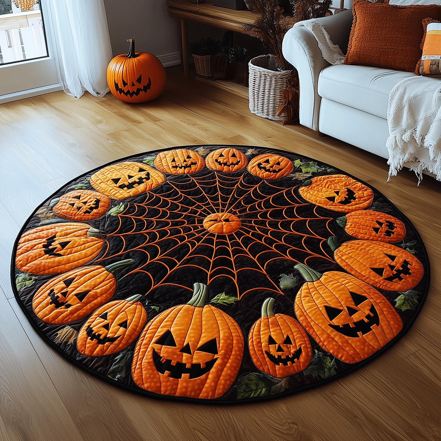 Halloween Pumpkin Quilted Round Mat