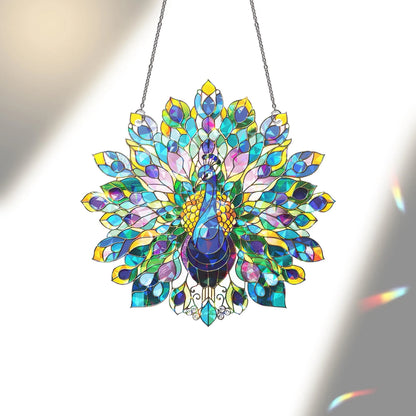 Peacock Holographic Suncatcher for Windows