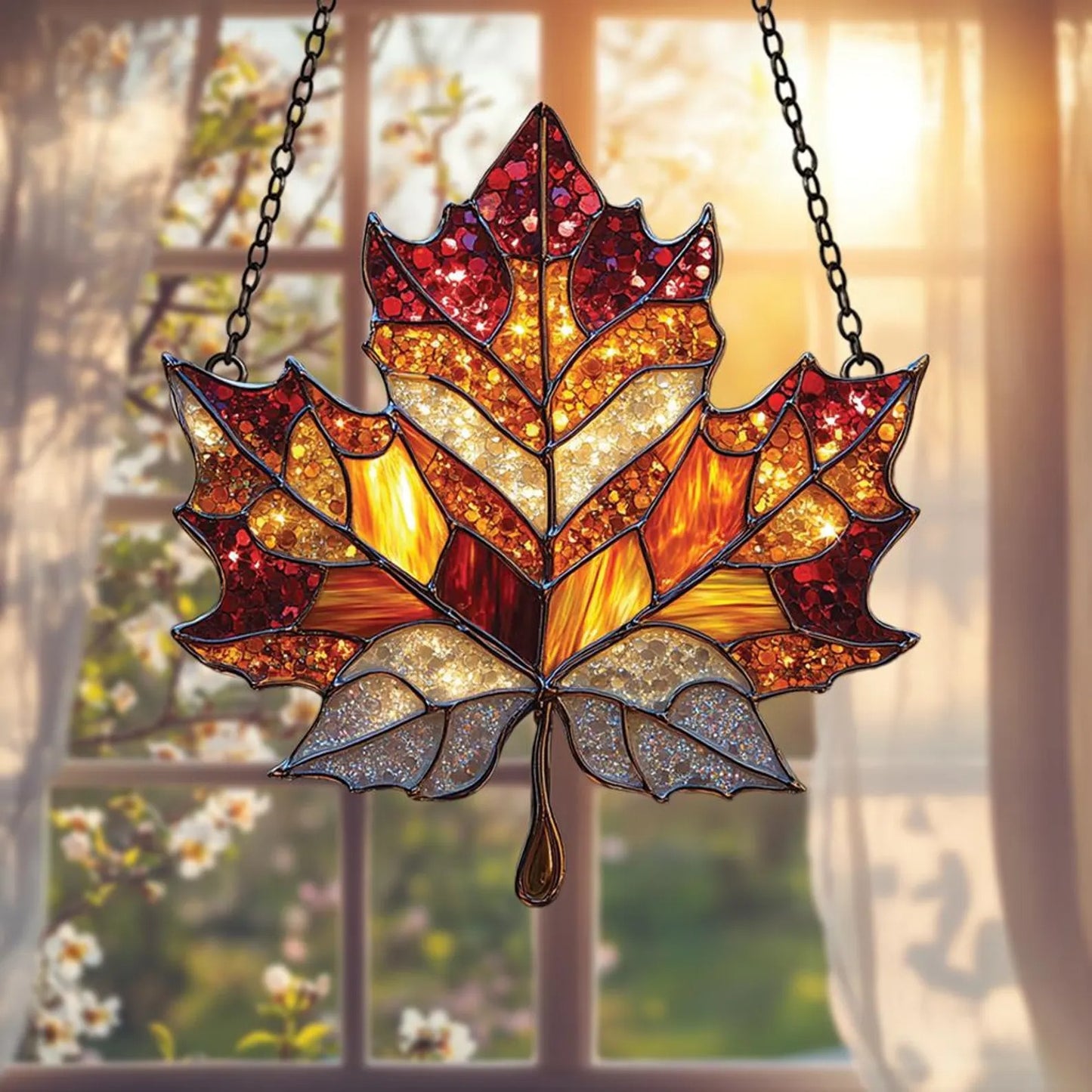 Autumn Maple Leaf Acrylic Suncatcher