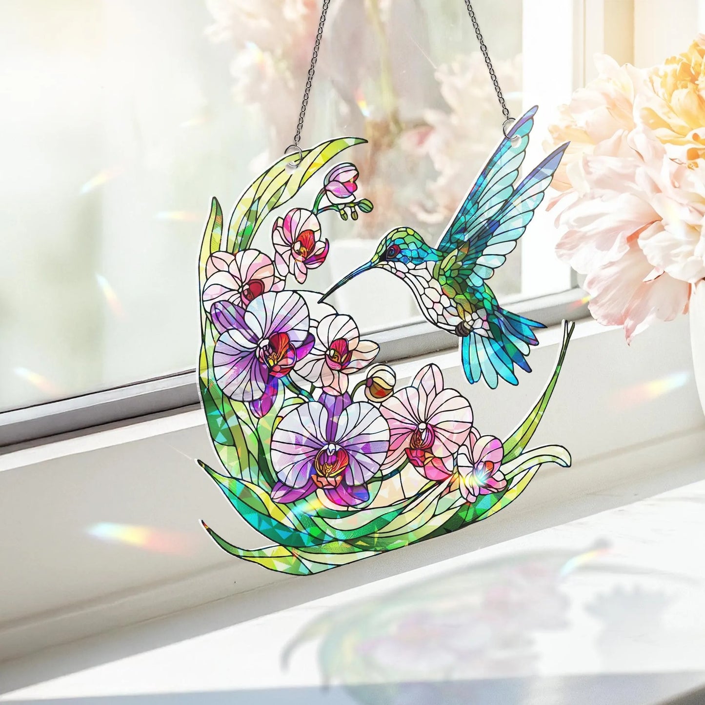Hummingbird Holographic Acrylic Suncatcher