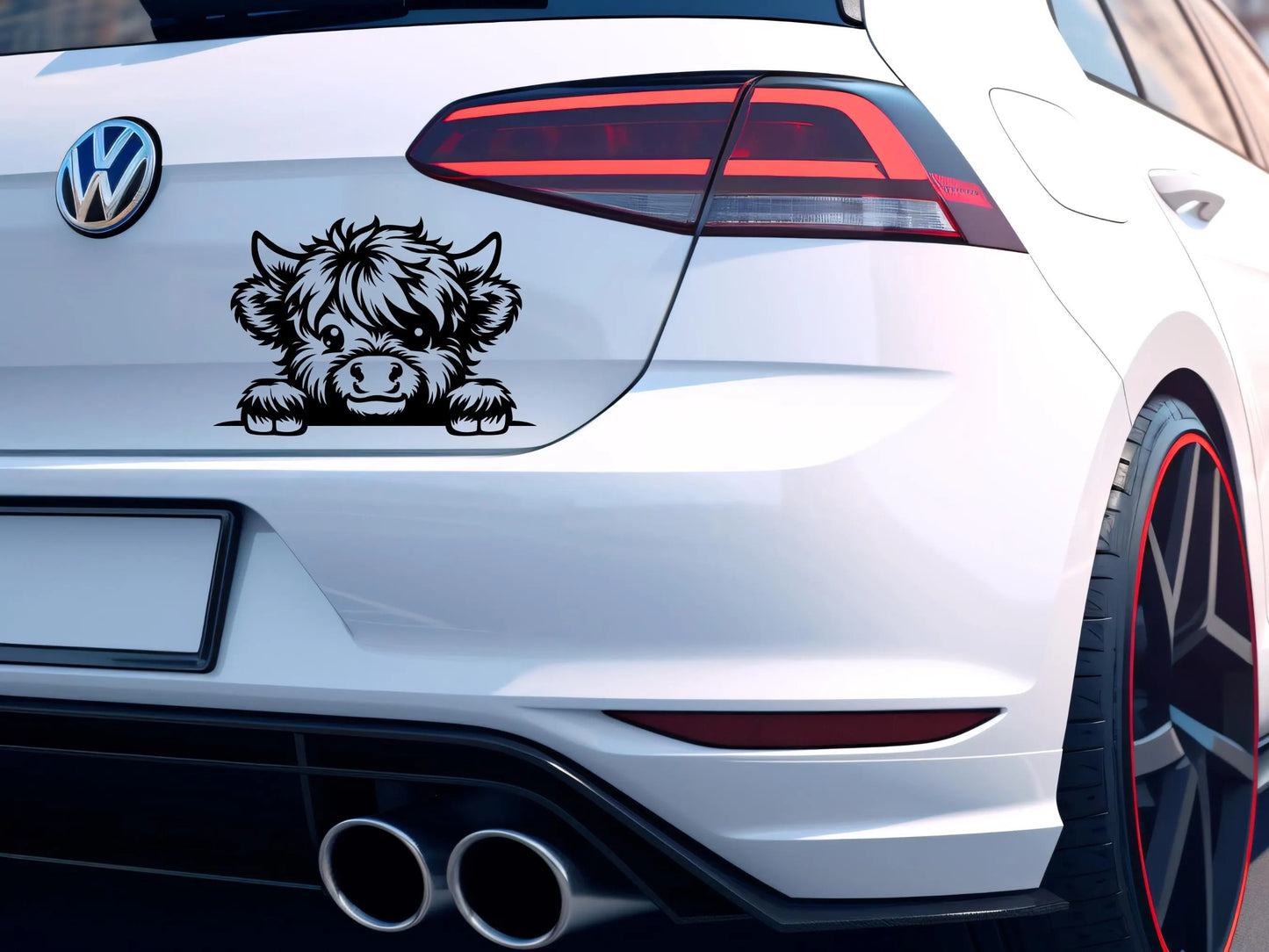 Highland Cow Vinyl Decal - Cow Car Decal, Cows Decal