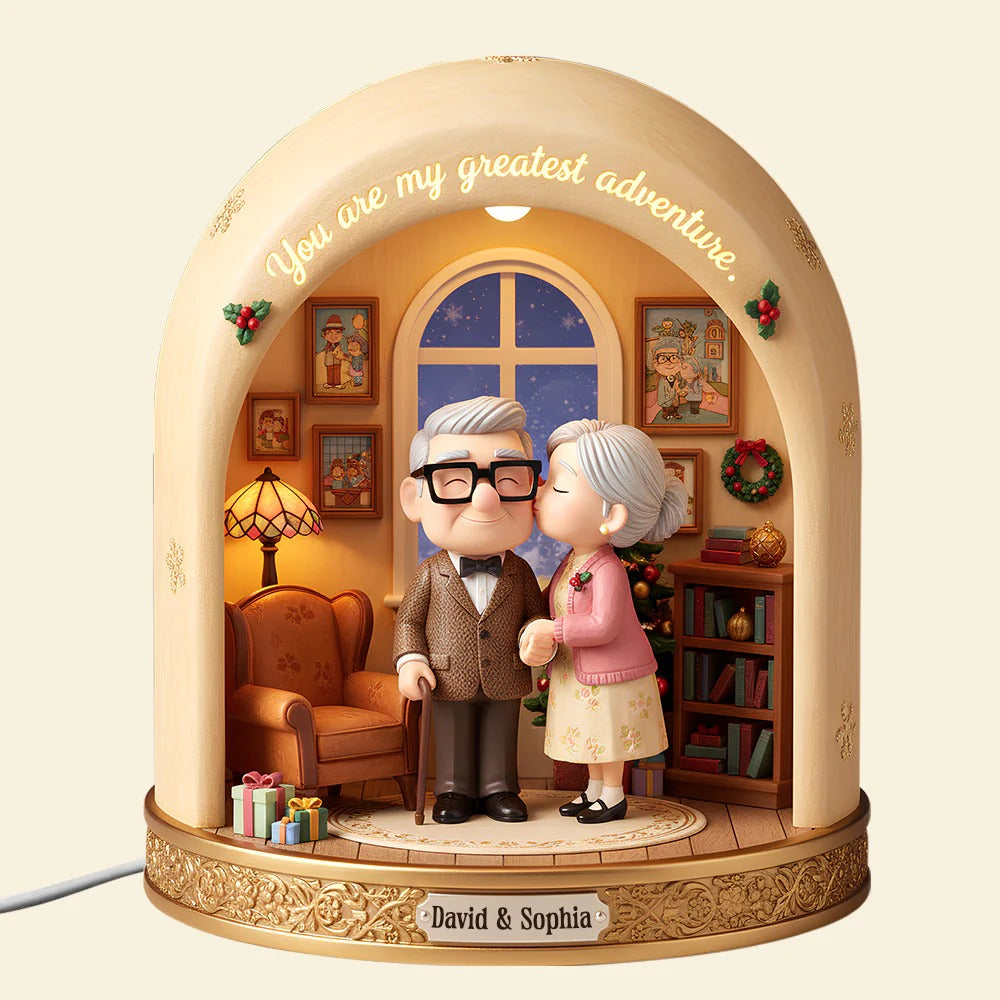 Old Couple Acrylic Light Box - Personalized Gift For Couples