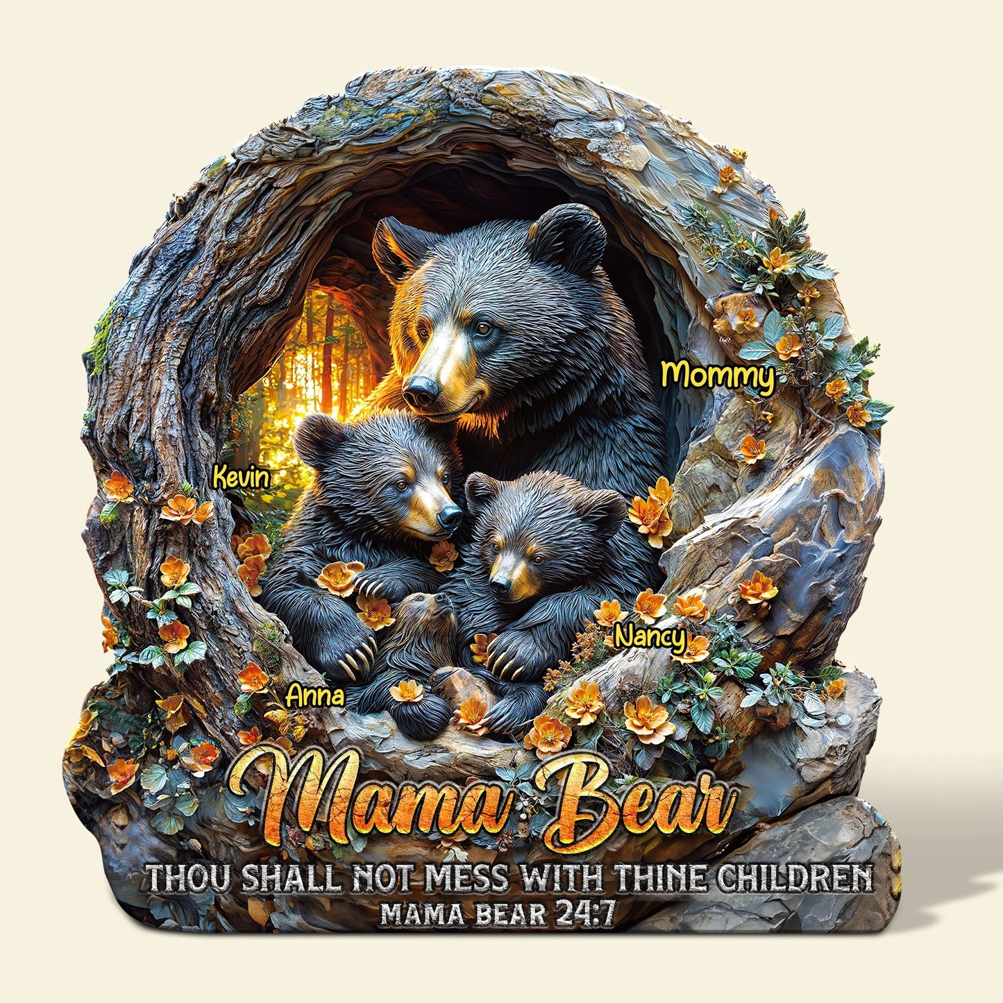 Mama Bear - Personalized Custom Shaped Acrylic Plaque