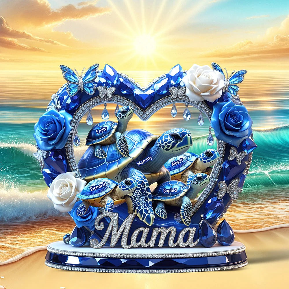Sparkling Mama Turtle Plaque - Personalized Gifts For Mom