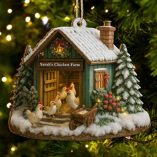 Christmas Chicken Farm - Personalized Christmas Ornament