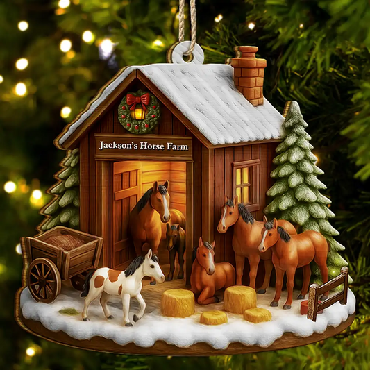 Christmas Horse Farm - Personalized Christmas Ornament