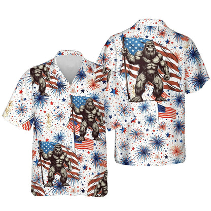 4th of July Firework Bigfoot Hawaiian Shirt