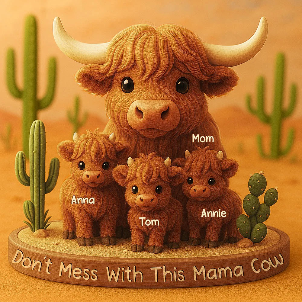 Highland Cow Mama, Gifts For Mom - Personalized Custom Shaped Acrylic Plaque