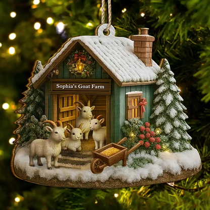 Christmas Goat Farm - Personalized Christmas Ornament