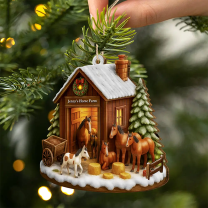 Christmas Horse Farm - Personalized Christmas Ornament