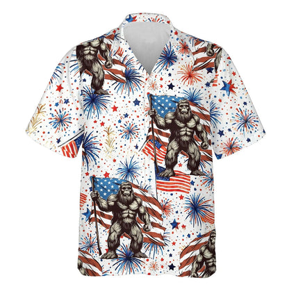 4th of July Firework Bigfoot Hawaiian Shirt