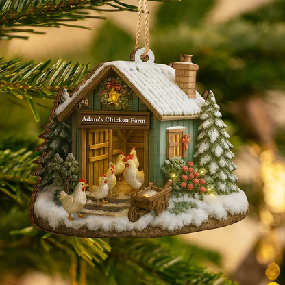 Christmas Chicken Farm - Personalized Christmas Ornament