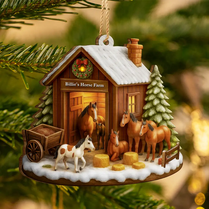 Christmas Horse Farm - Personalized Christmas Ornament