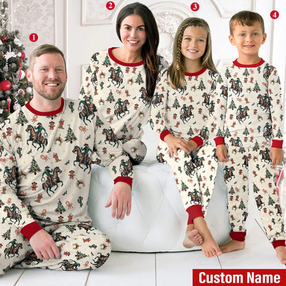 Christmas Western Cowboy Riding Horse Family Pajamas Set