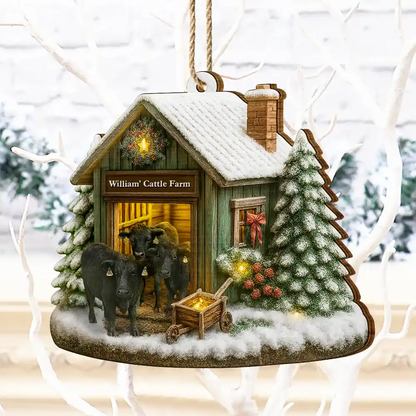 Christmas Cattle Farm - Personalized Custom Shaped Christmas Ornament