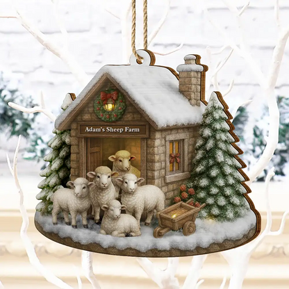 Christmas Sheep Farm - Personalized Christmas Ornament
