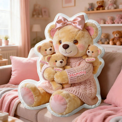 Mom Bear Custom Shape Pillow - Personalized Gifts For Mother, Gift for mom