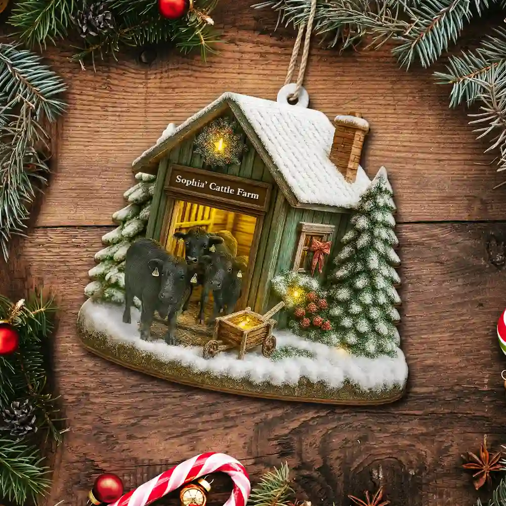 Christmas Cattle Farm - Personalized Custom Shaped Christmas Ornament