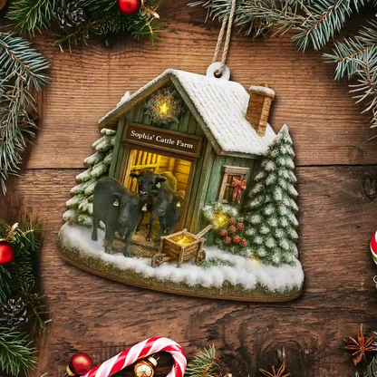 Christmas Cattle Farm - Personalized Custom Shaped Christmas Ornament
