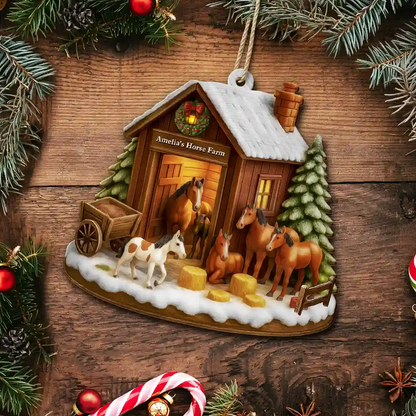 Christmas Horse Farm - Personalized Christmas Ornament
