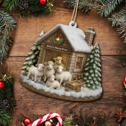 Christmas Sheep Farm - Personalized Christmas Ornament
