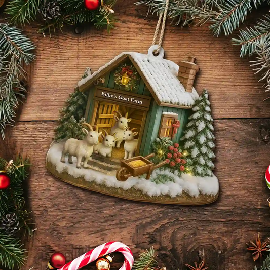 Christmas Goat Farm - Personalized Christmas Ornament
