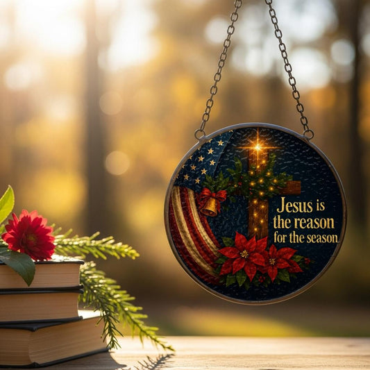 Jesus is the Reason Stained Glass Suncatcher - Christian Christmas Decor