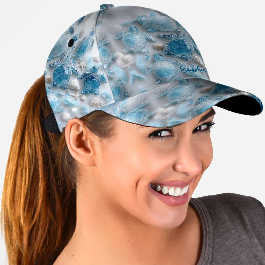 Sea Turtles The Ocean Is Calling, Personalized Turtle Classic Cap