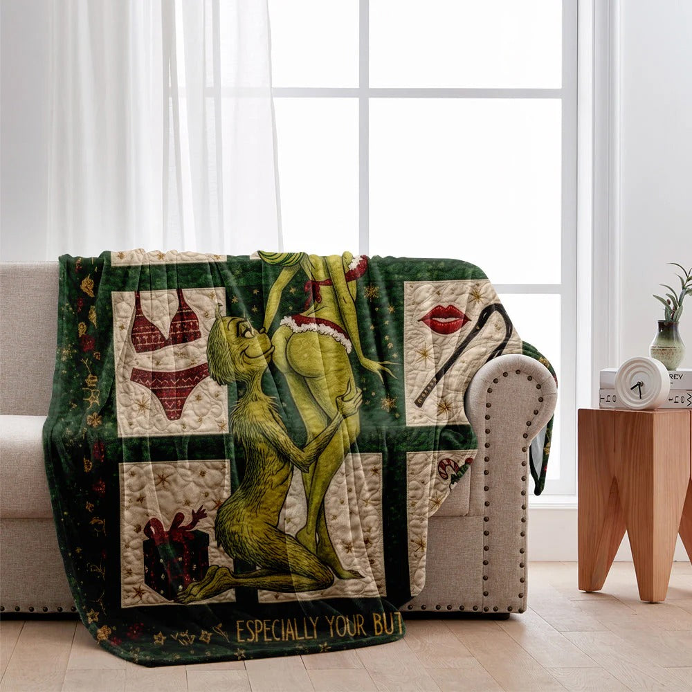 Naughty Green Love - Personalized Couple Blanket