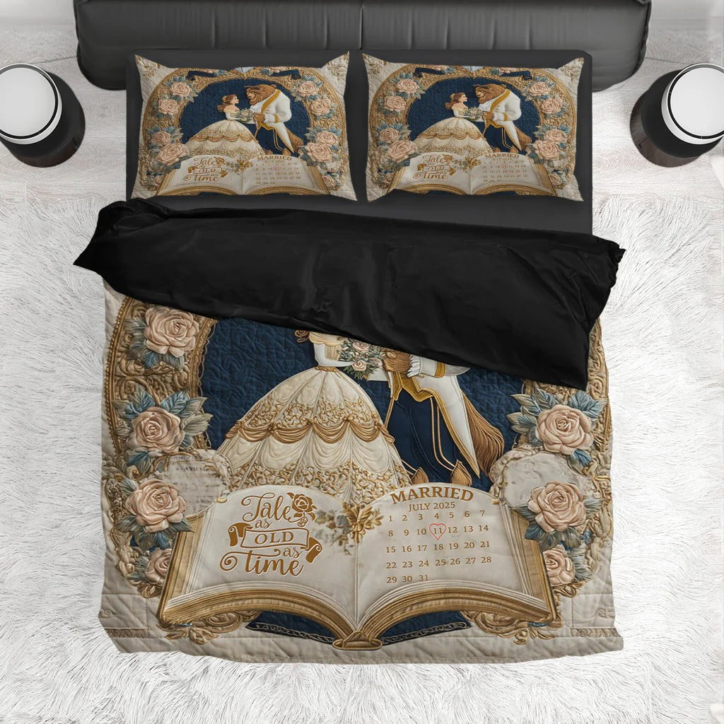 Fairy Tale Romantic Tale As Old As Time - Personalized Couple Bedding Set