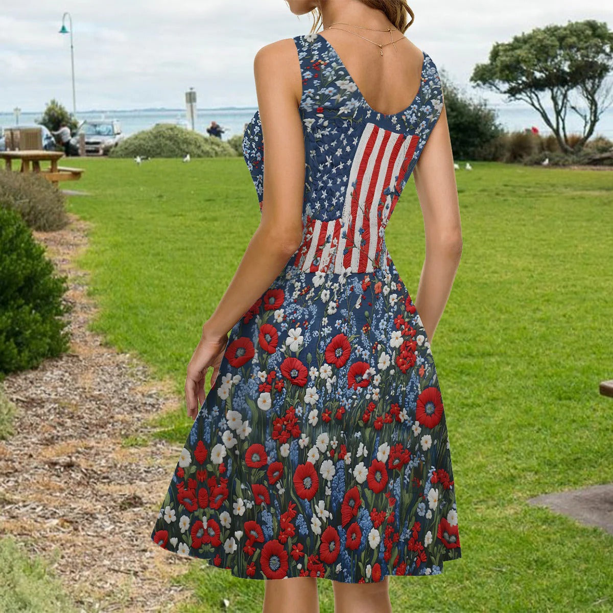 Red White and Feral - Personalized Sleeveless Dress