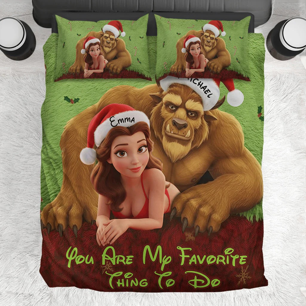 Favorite Thing To Do This Christmas - Personalized Couple Bedding Set