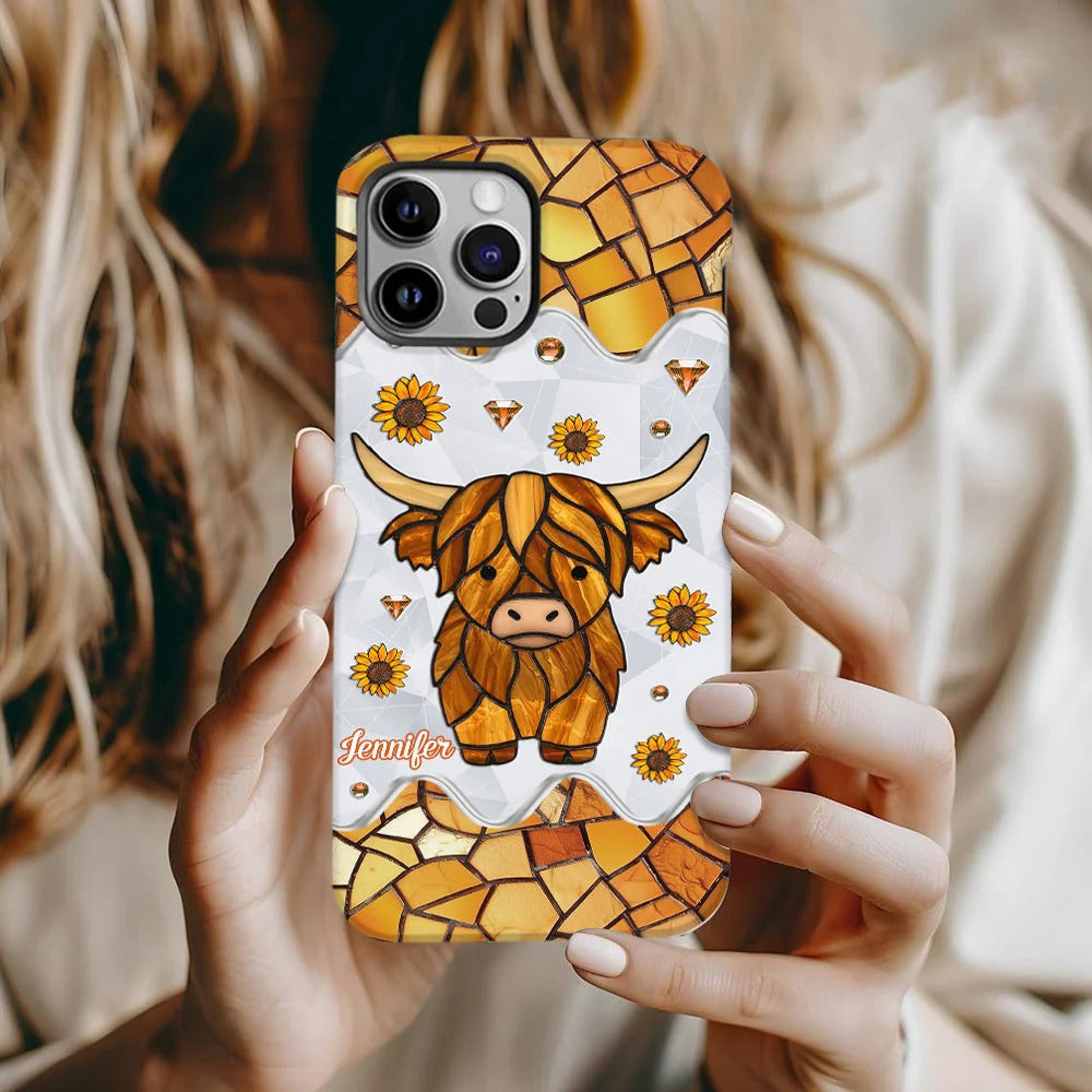 Adorable Highland Cow Personalized Phone Case
