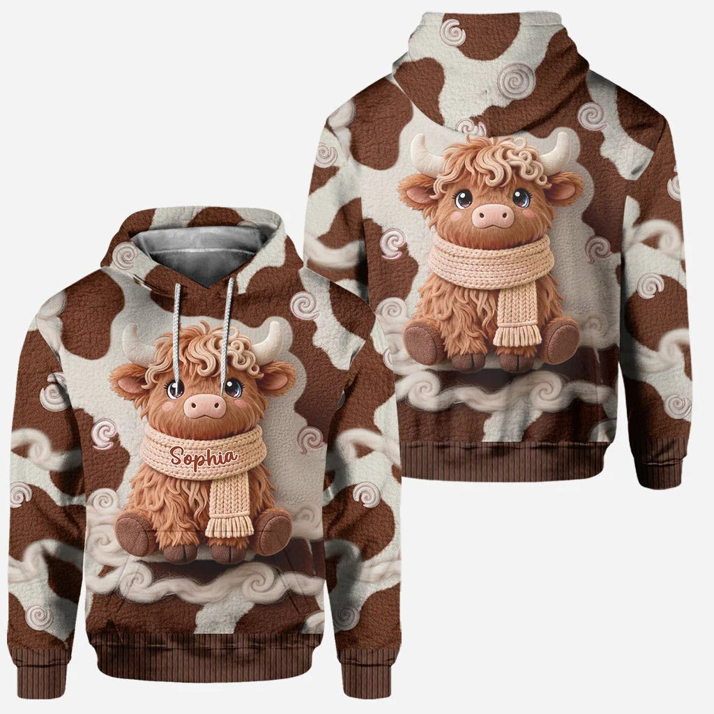 Cute Highland Cow - Personalized Hoodie and Leggings