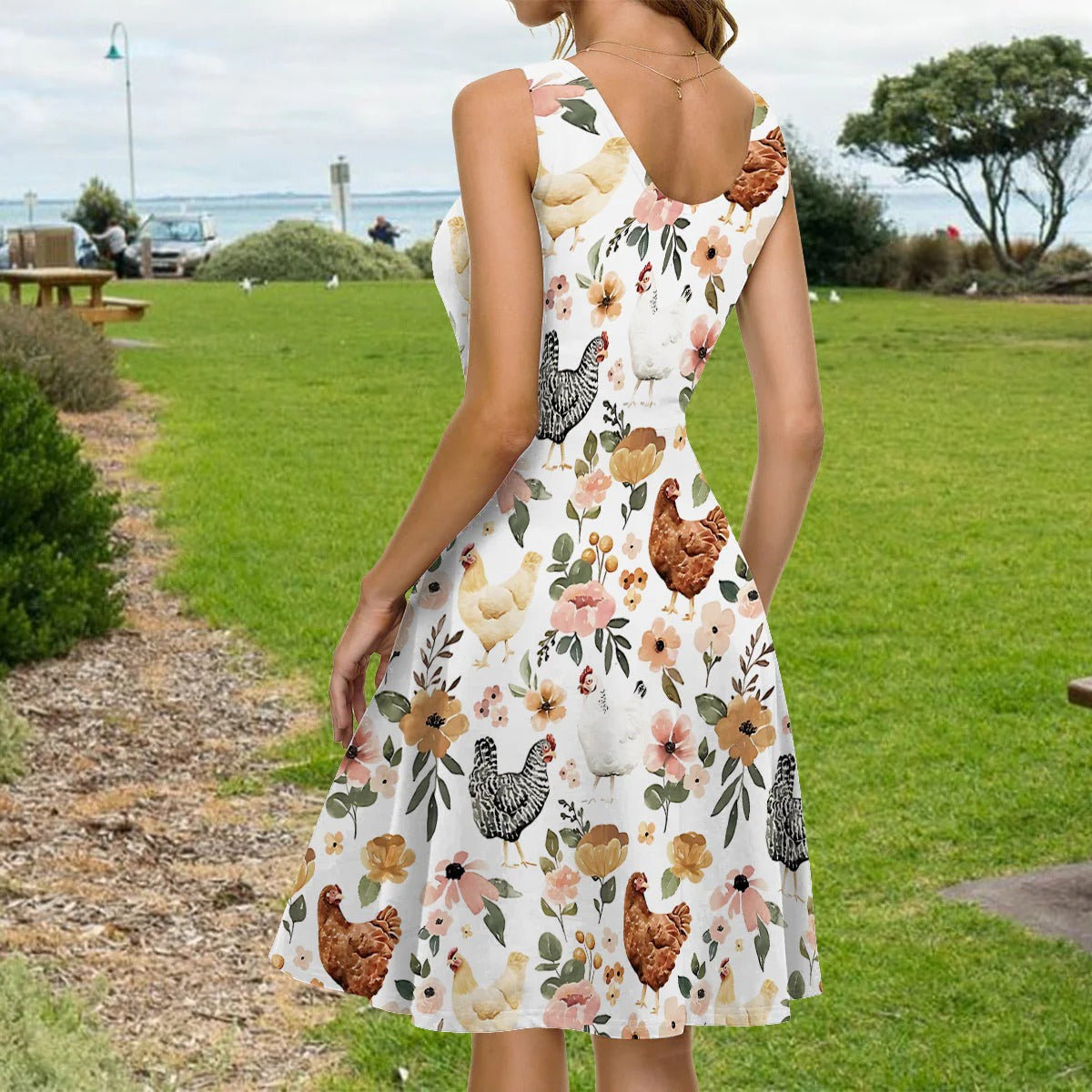 Floral Chicken - Personalized Sleeveless Dress