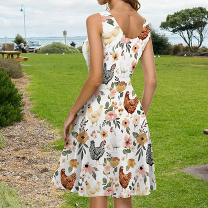 Floral Chicken - Personalized Sleeveless Dress