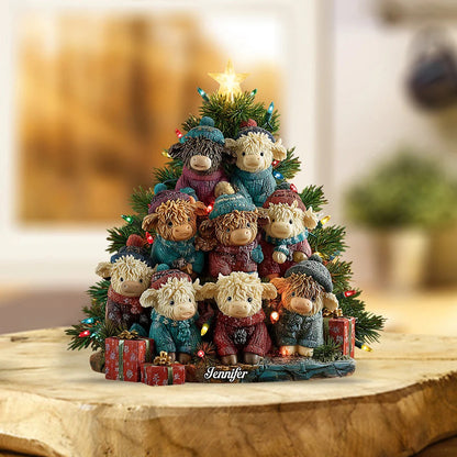 Christmas Highland Cow - Personalized Custom Shaped Acrylic Plaque