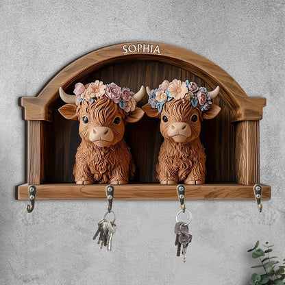 Cute Highland Cows -  Cow Custom Shaped Key Rack