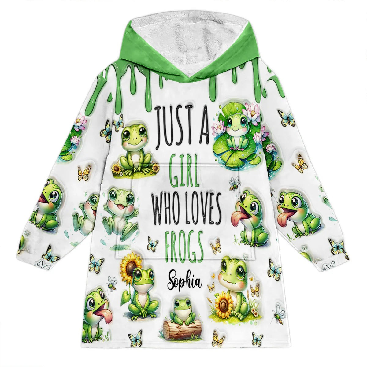 Just A Girl Who Loves Frogs - Personalized Frog Blanket Hoodie