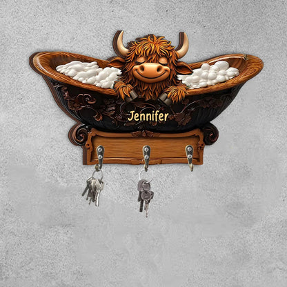 Cute Highland Cow - Personalized Custom Shaped Key Rack