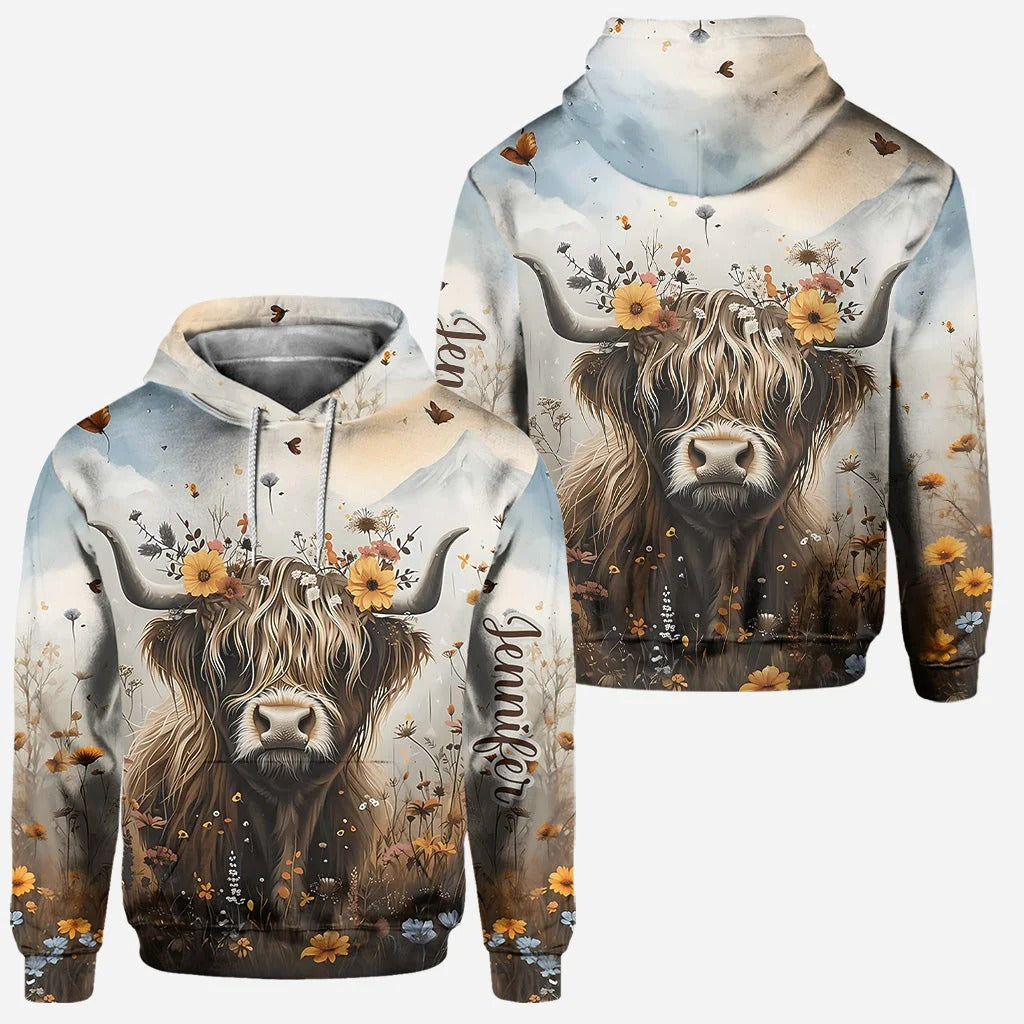 Personalized Cute Cow - Highland Cow Hoodie and Leggings