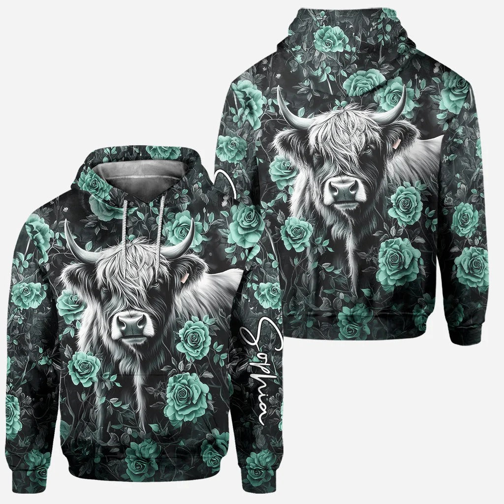 Personalized Purple Cow - Highland Cow Hoodie and Leggings