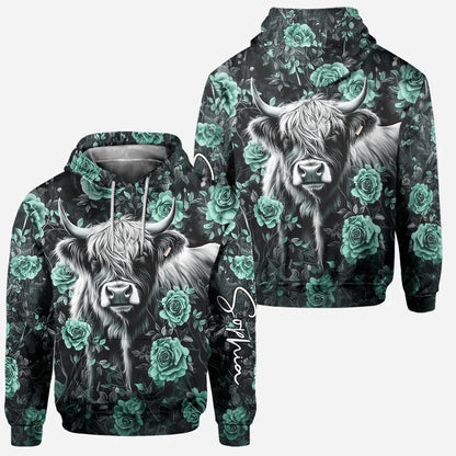 Personalized Purple Cow - Highland Cow Hoodie and Leggings