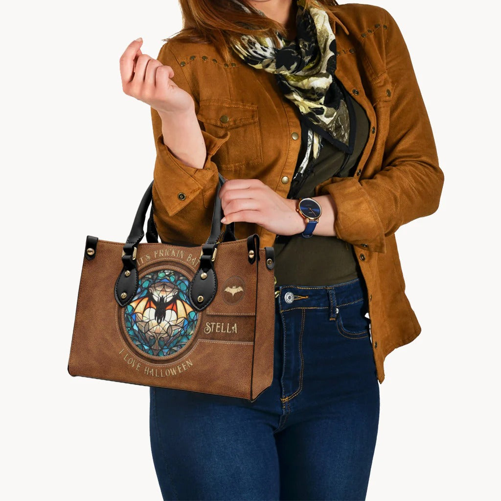 It's Frickin' Bat I Love Halloween - Personalized Leather Handbag