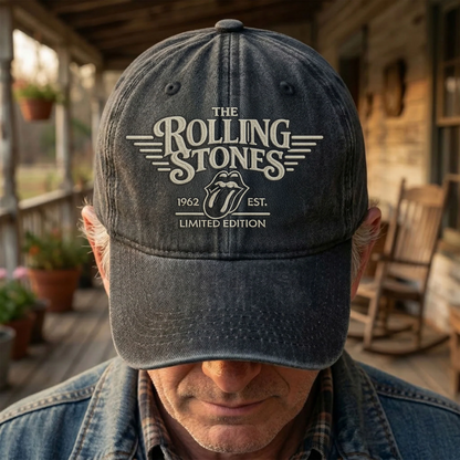 The Rolling Stones Tongue Logo Est 1962 Denim Cap – Retro Vintage Dad Cap Gift For Dad