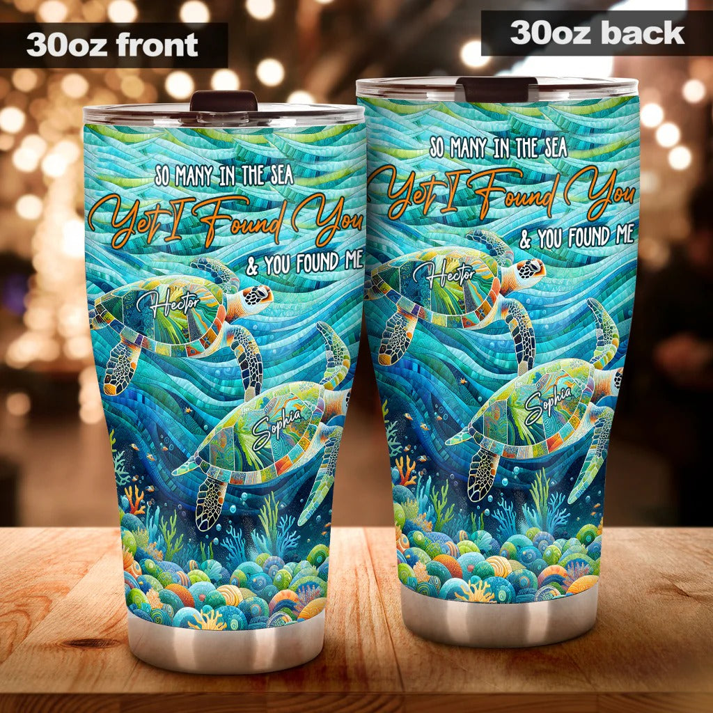 You & Me And The Sea, Personalized Turtle Tumbler
