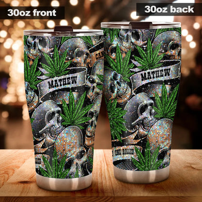 Bling Bling Skull Cannabis - Personalized Weed Tumbler
