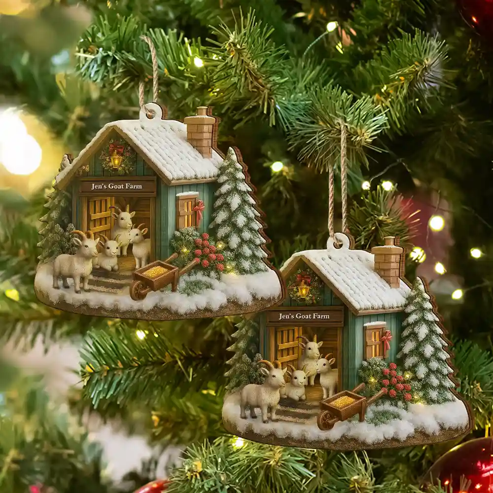 Christmas Goat Farm - Personalized Christmas Ornament