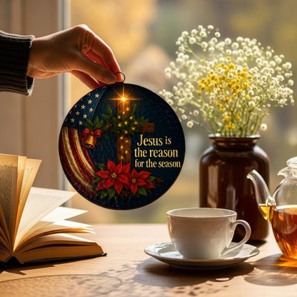 Jesus is the Reason Stained Glass Suncatcher - Christian Christmas Decor
