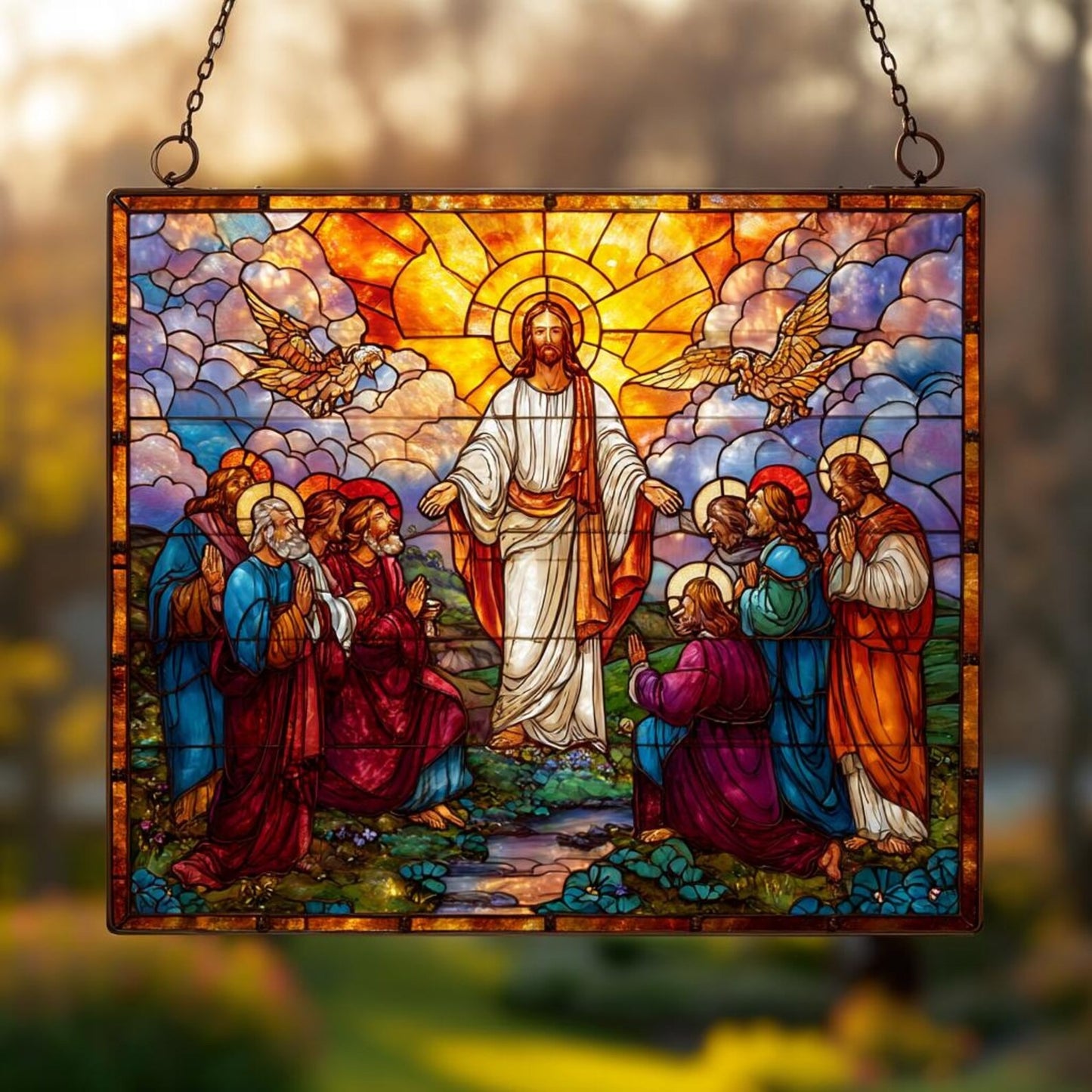 Jesus With Disciples Suncatcher, Christian Acrylic Suncatcher Window